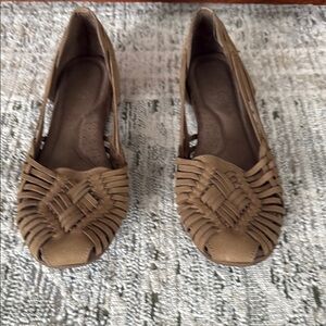 Natural Soul Tan Woven Flats Slip-On